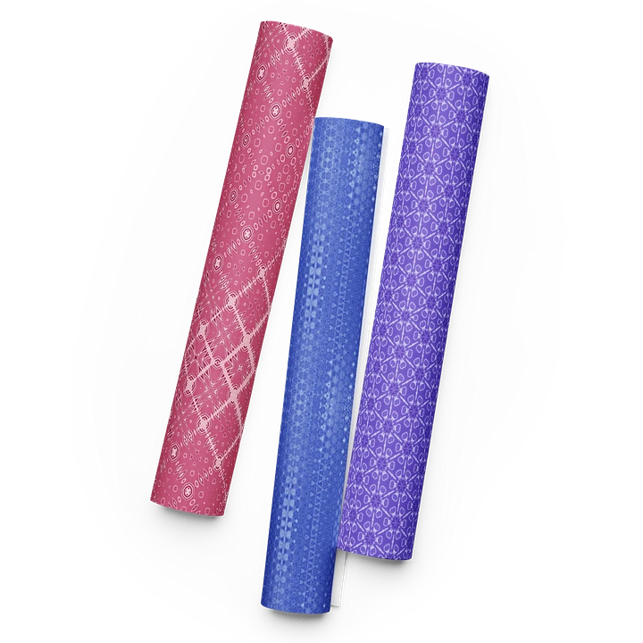 Wrapping Paper Set of 3 Pink Purple Blue