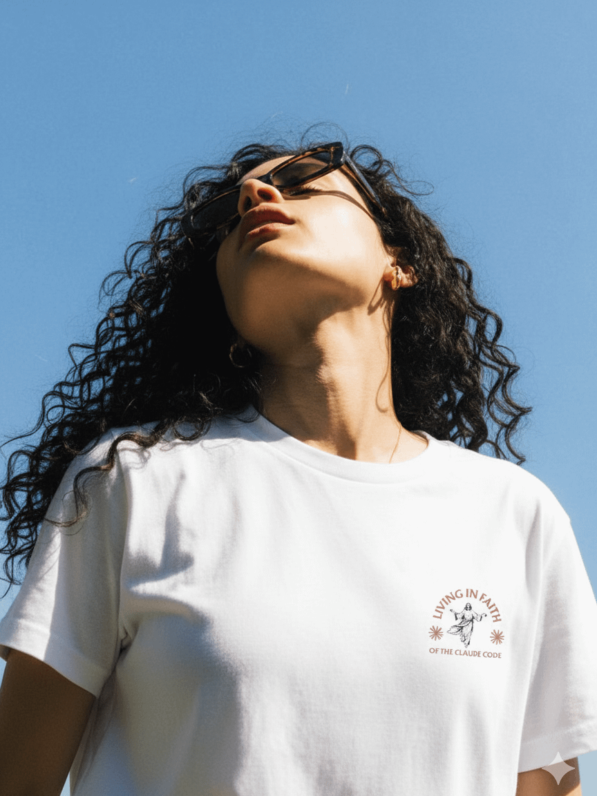 "Living in Faith of the Claude Code" t-shirt - 100% cotton product image (2)