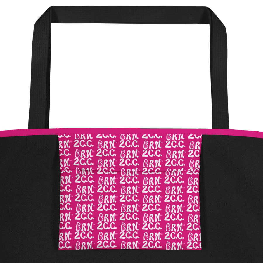 BOURNE to Cape Cod™ | Large Tote Bag with Pocket | Coastal Classic | All-Over Logo Print | White Logo on Pink product image (3)