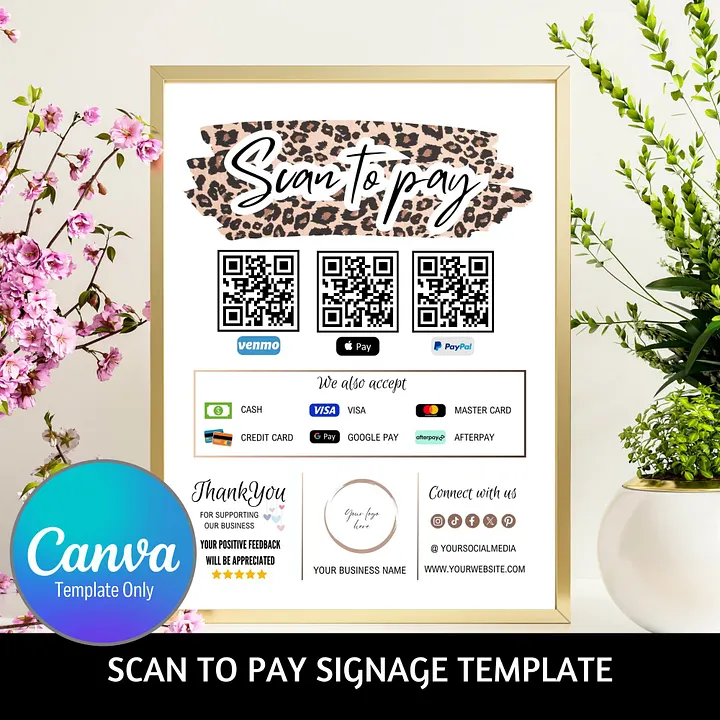 Leopard - Scan To Pay QR Code Sign Template product image (1)