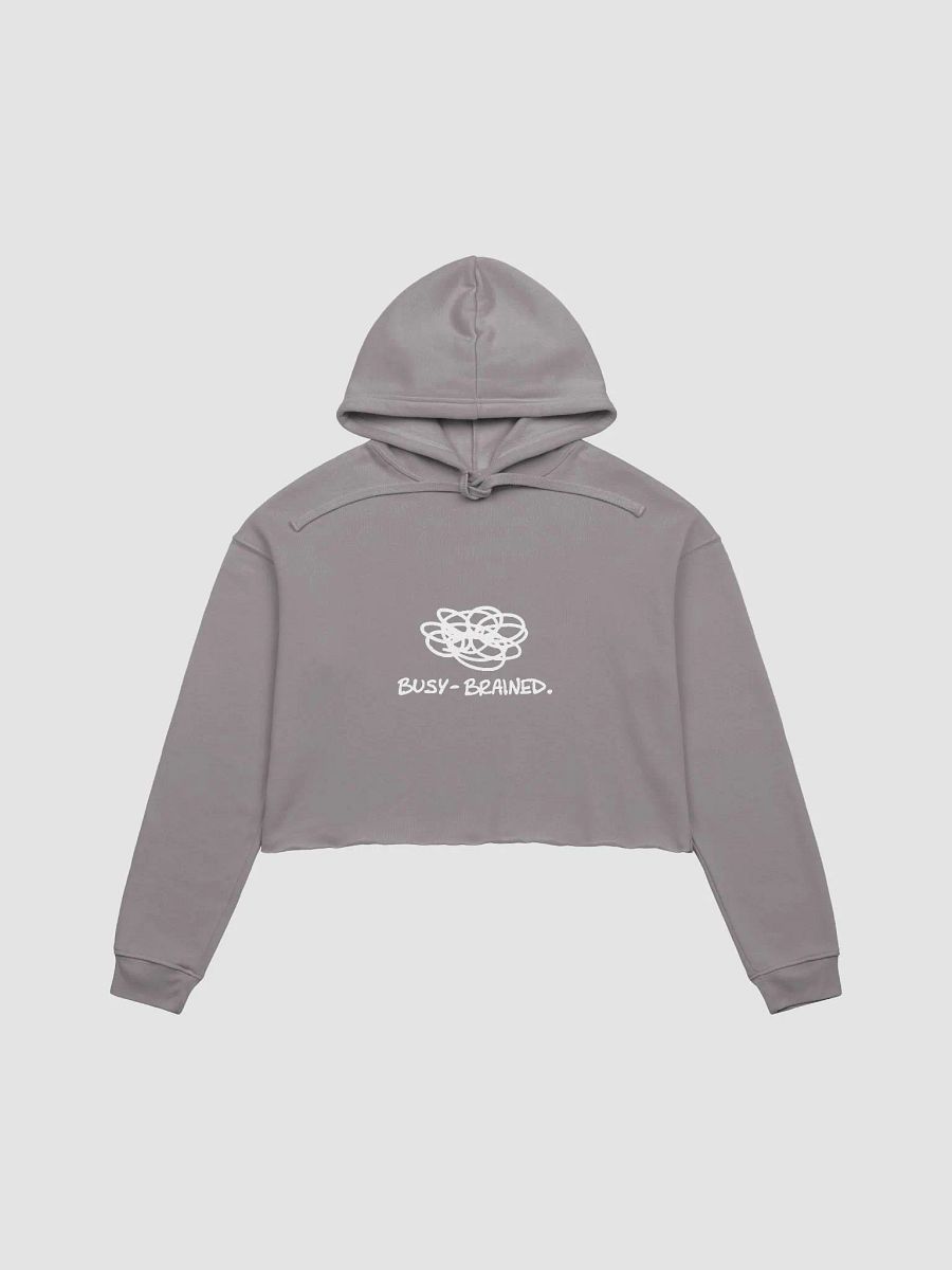 BUSY-BRAINED (white design) fleece cropped hoodie product image (26)