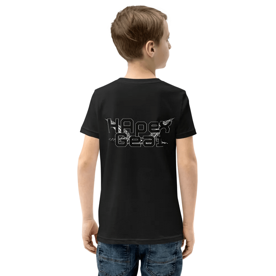 Youth Short Sleeve T-Shirt - Embroidered - Black HApex Gear White Logo product image (1)