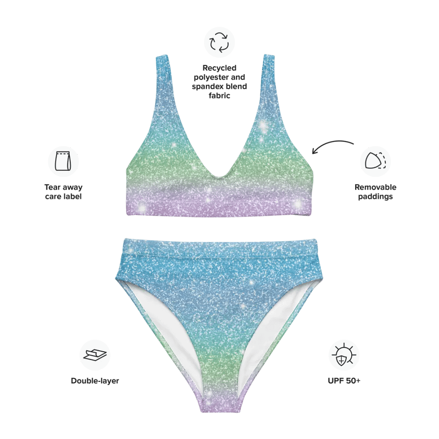 Glitter Unicorn Texture Design High Waisted Bikini (7) product image (3)