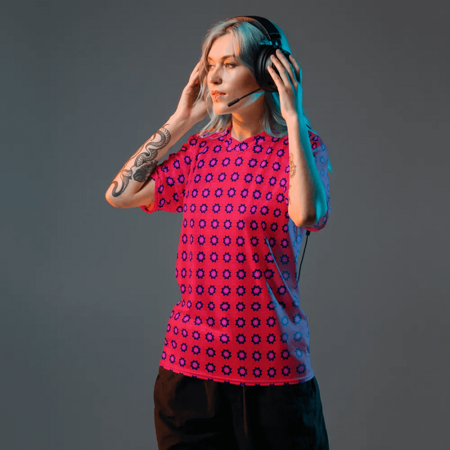 Abstract Red Unisex V Neck Sports Jersey product image (6)