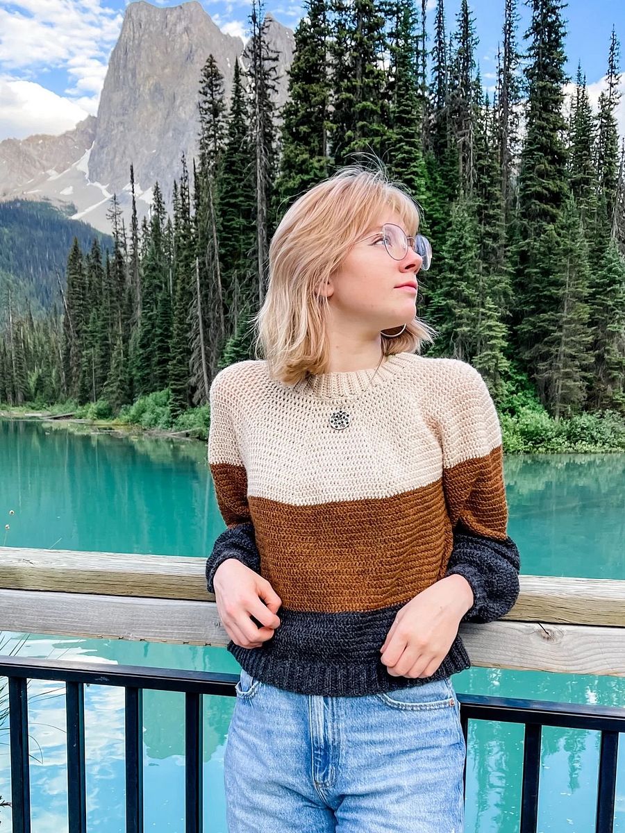 Rocky Mountain Colour Block Sweater Crochet pattern product image (1)