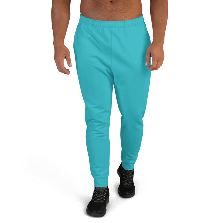 Plain Turquoise Blue Light Summer Recycled Polyester Premium Men's Joggers by Treasure Pie product image (1)