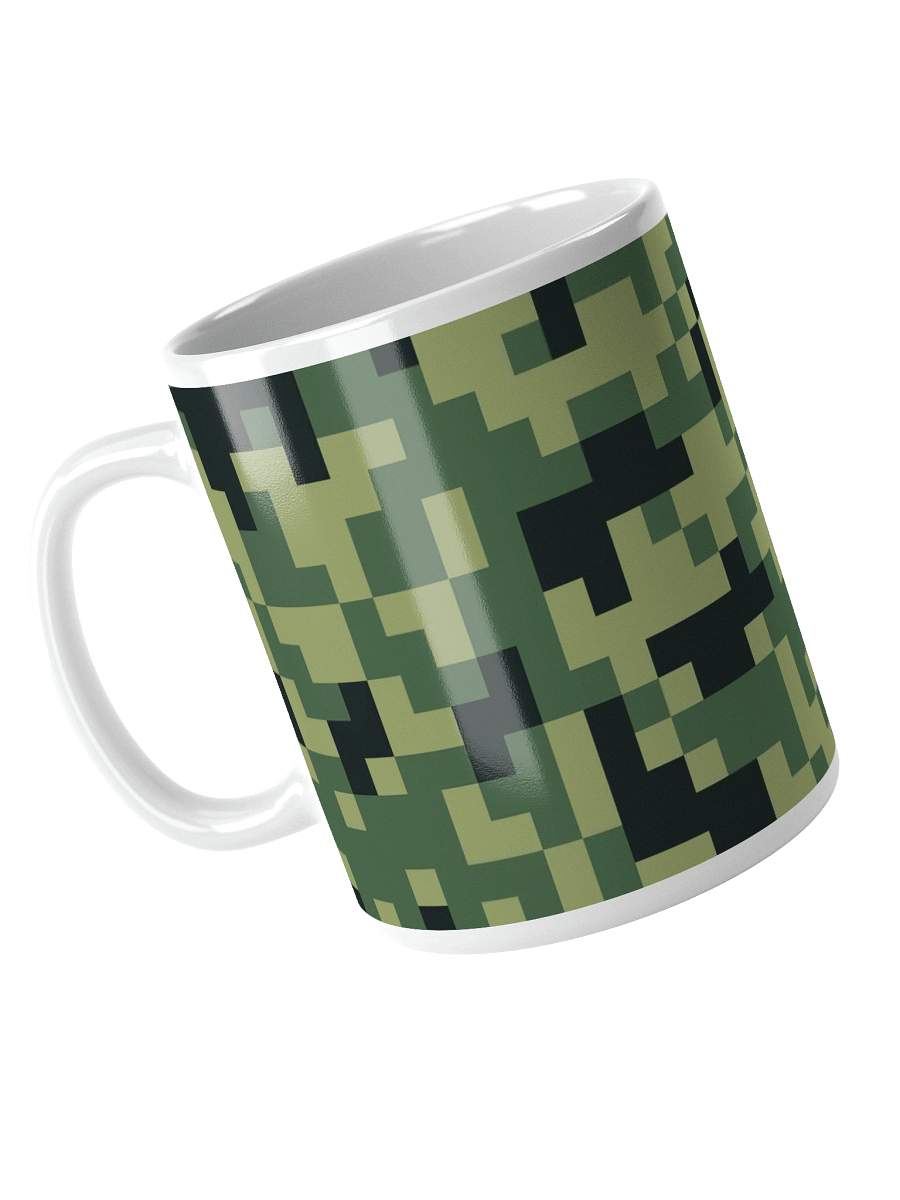 Military Green Camouflage Pixels Camo Pattern White Glossy Coffee Mug product image (3)