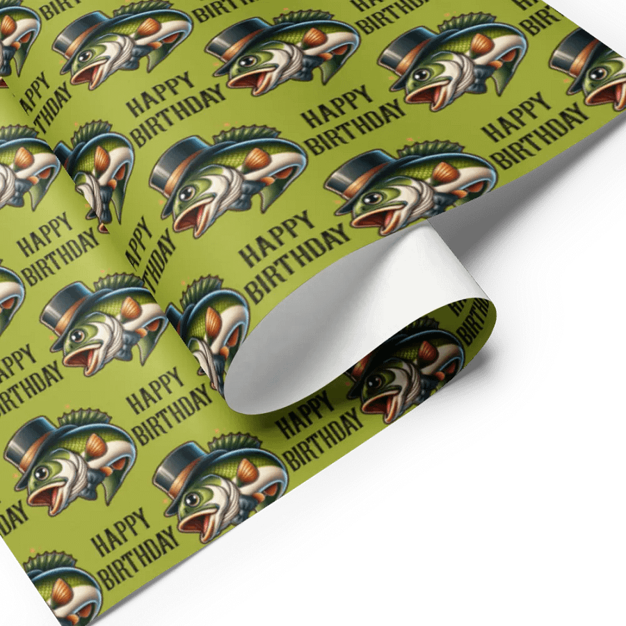Wrapping Paper Sheets Happy Birthday With A Dapper Jumping Bass Gift Wrap Set product image (7)