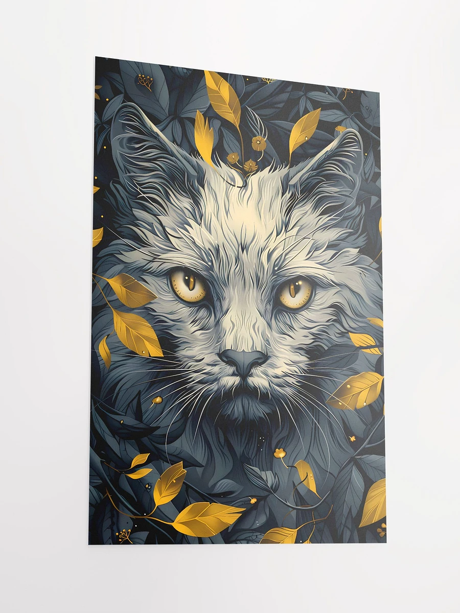 Autumn Whispers: Enigmatic Cat Face with Golden Eyes Art Matte Poster product image (4)