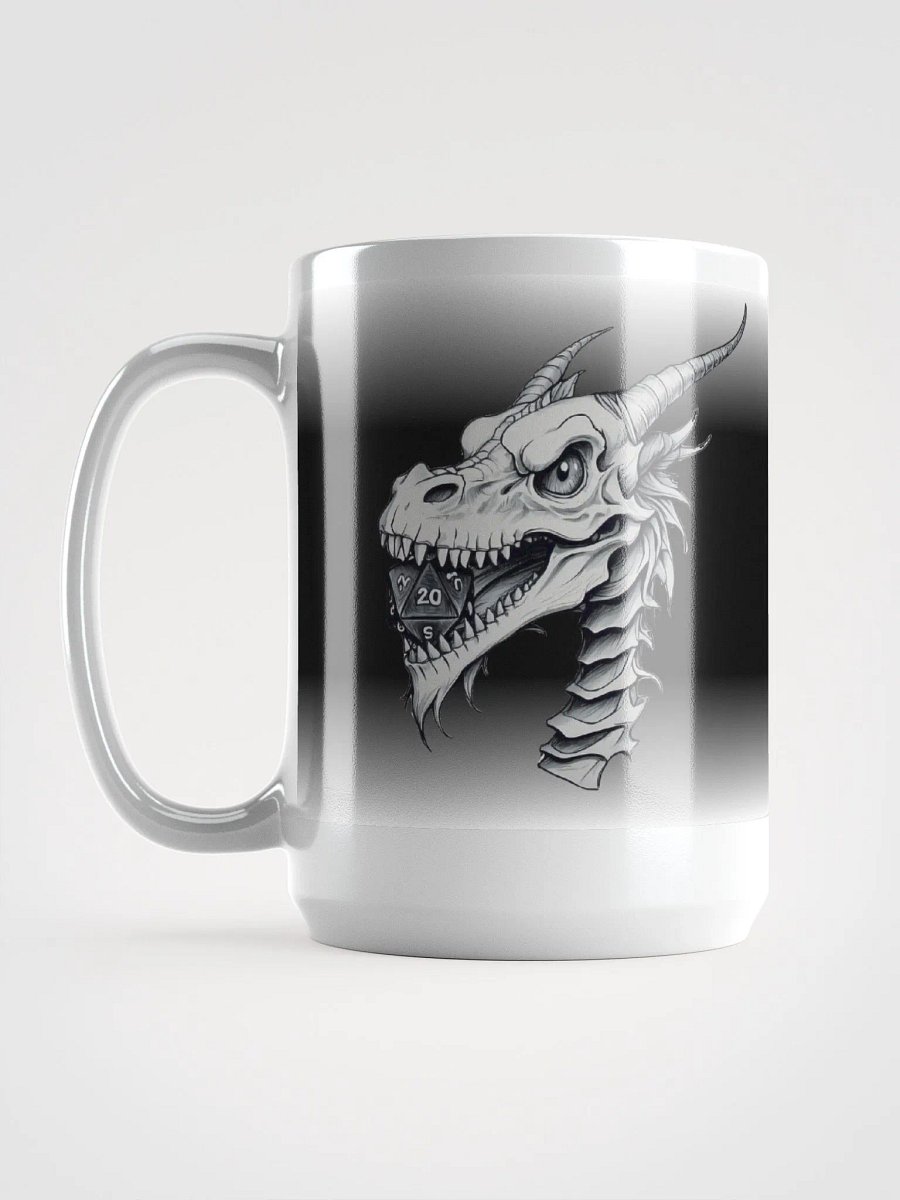 D20 Dragon Skull Monochromatic Black & White 15 0z. mug product image (8)