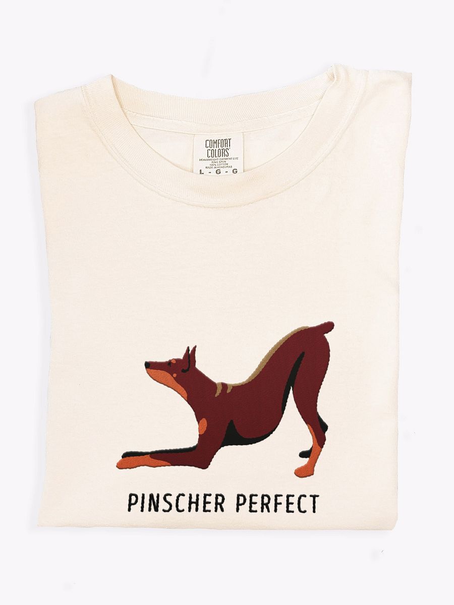Pinscher Perfect T-Shirt(Embroidered) of a Doberman Pinscher(Red) product image (1)