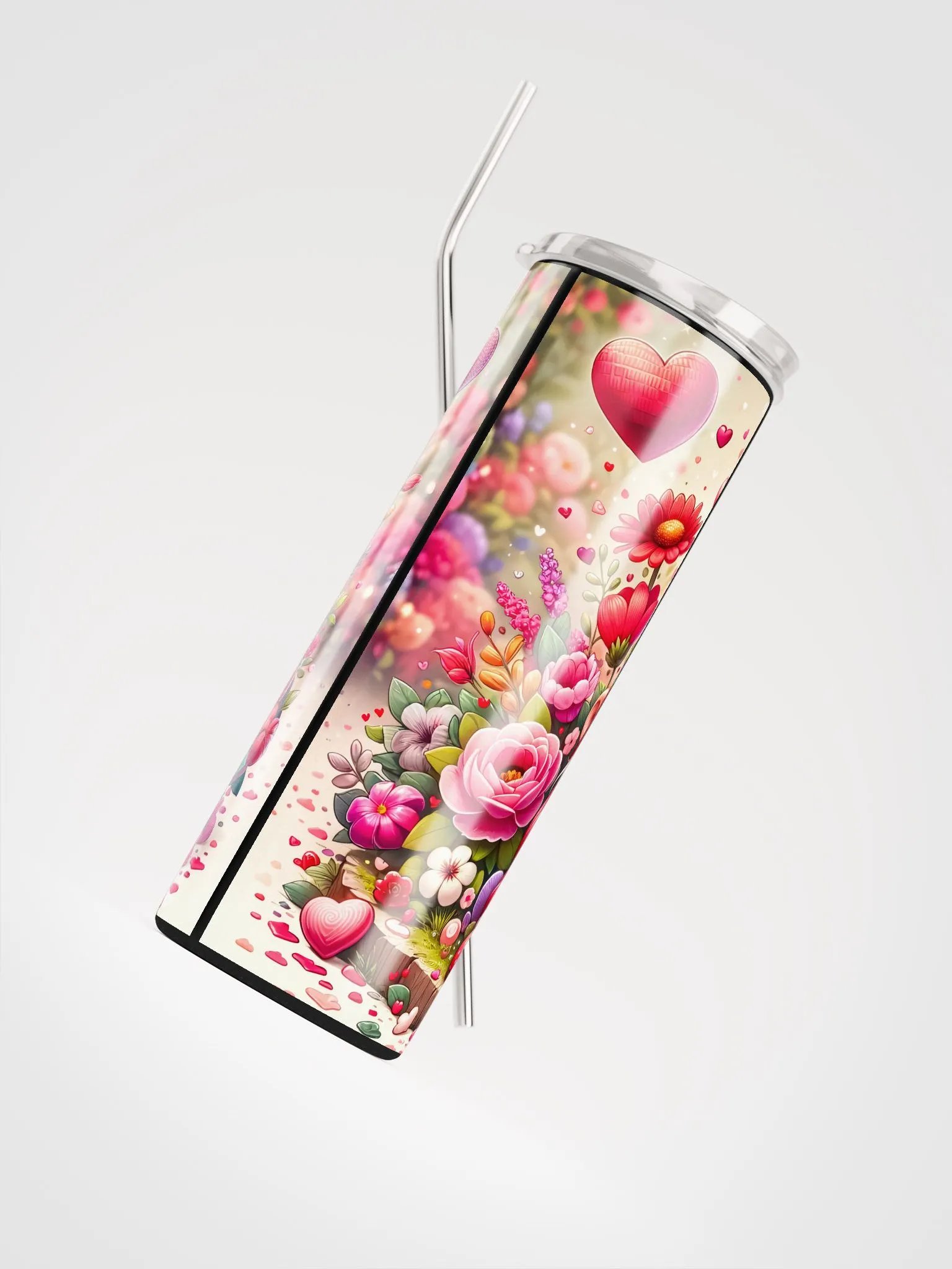 Valentine's Gnome Hearts & Flowers Stainless Steel Tumbler: Gifting Love product image (4)