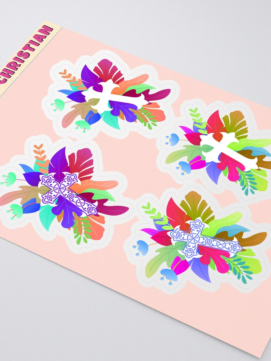 Multicolored Floral Cross Sticker Sheet product image (2)