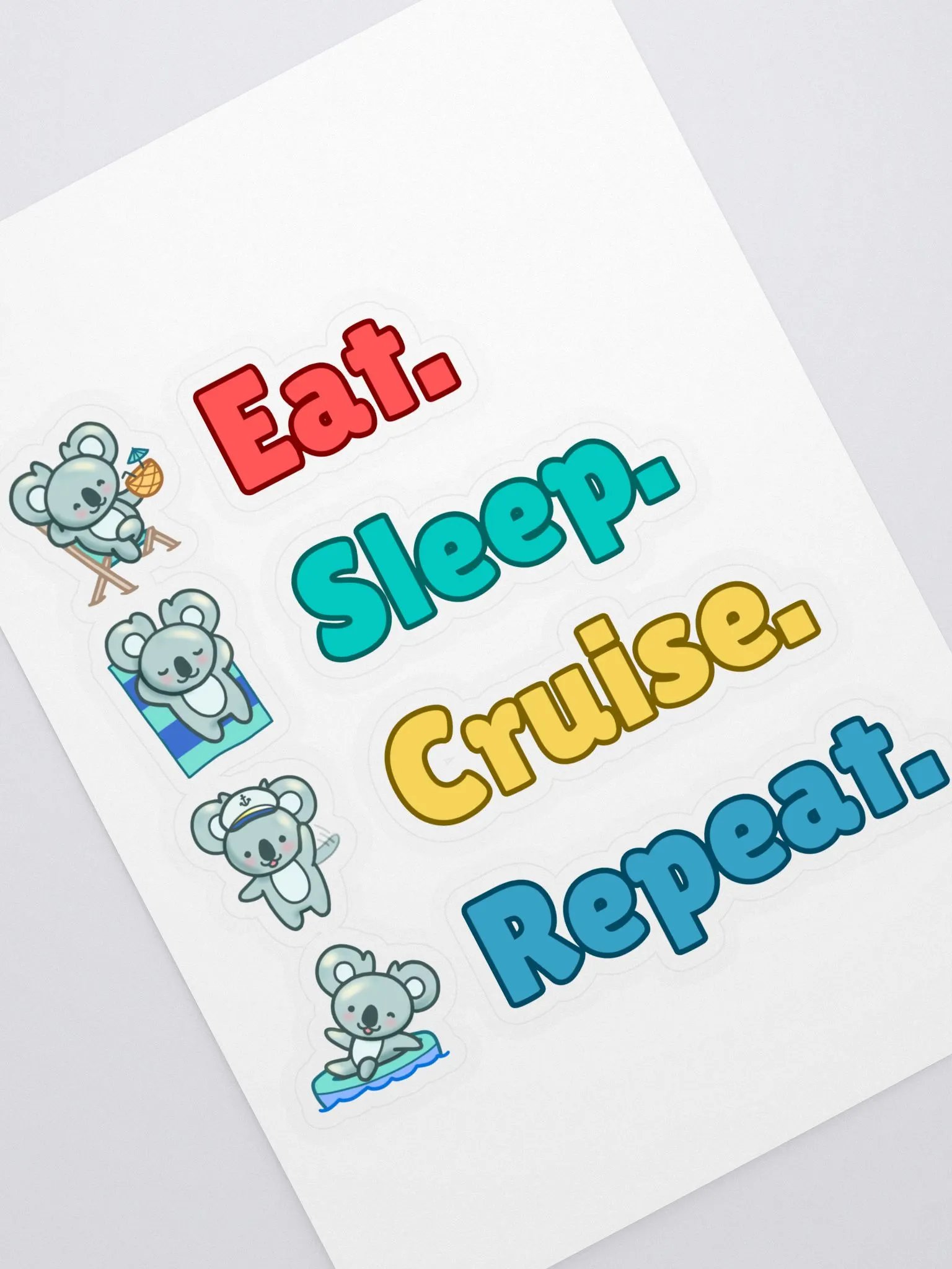 Eat Sleep Cruise Repeat! Koala Stickers product image (1)