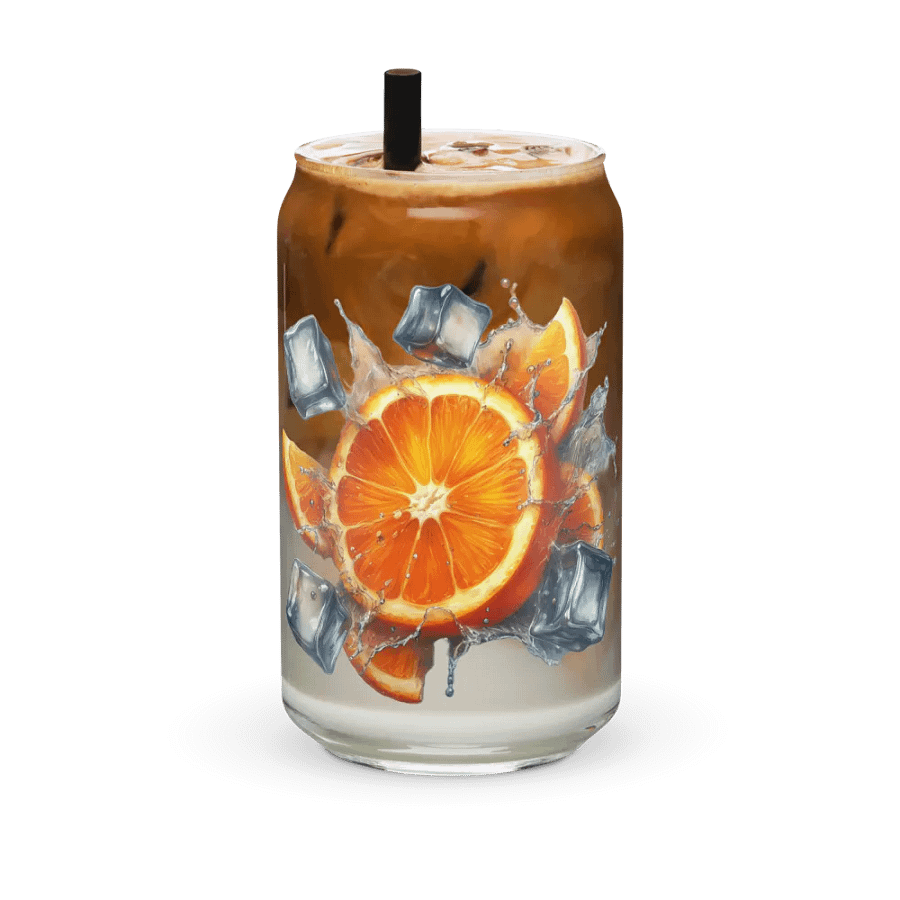 Orange fruit slices floating in the water, water and ice cubes design_02-Can-Shaped Glass product image (6)
