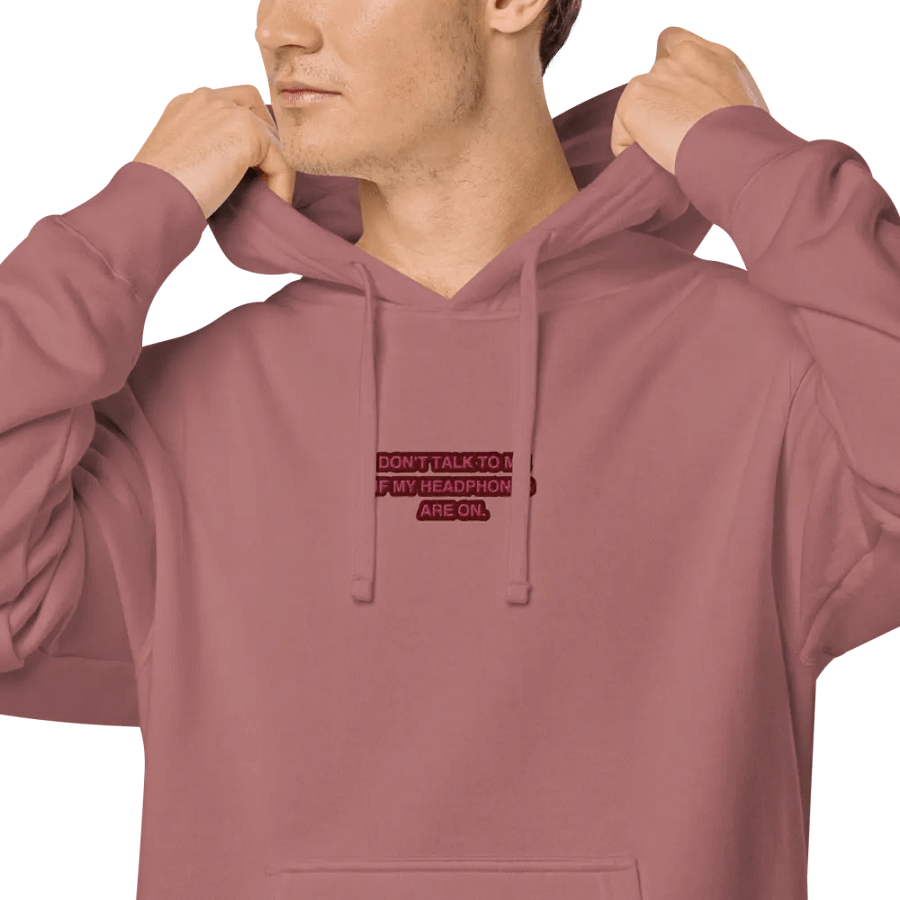 HEADPHONES ON (rose design) embroidered pigment hoodie product image (8)