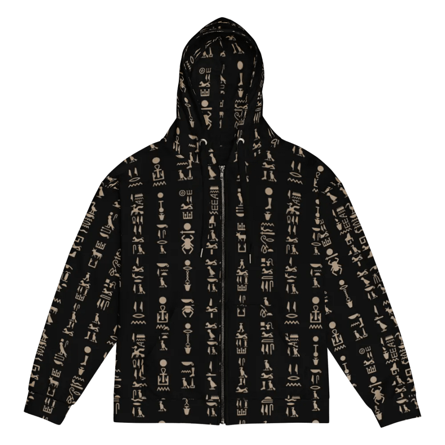 Isis Black Hieroglyphs Detail Unisex Zip Hoodie product image (1)