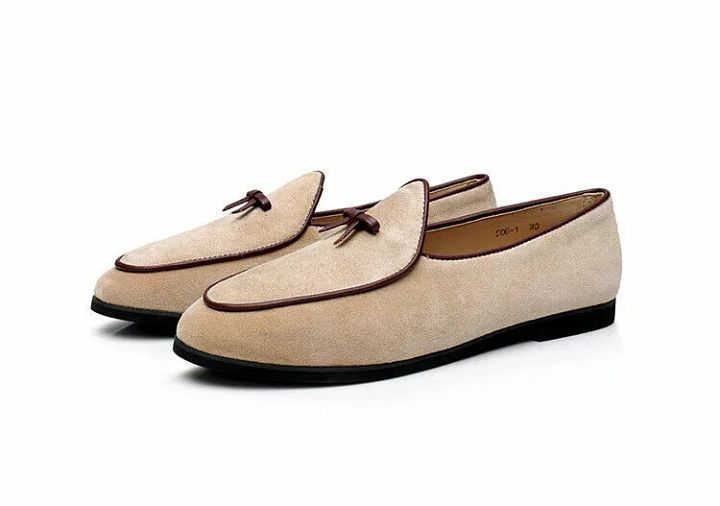 Handmade Genuine Suede Leather Dark Brown Slip On Loafer Dress Shoes For Men product image (2)
