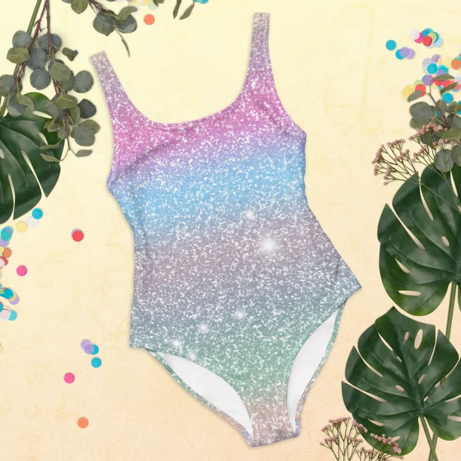 Glitter Unicorn Texture Design One Piece Swimsuit (6) product image (9)