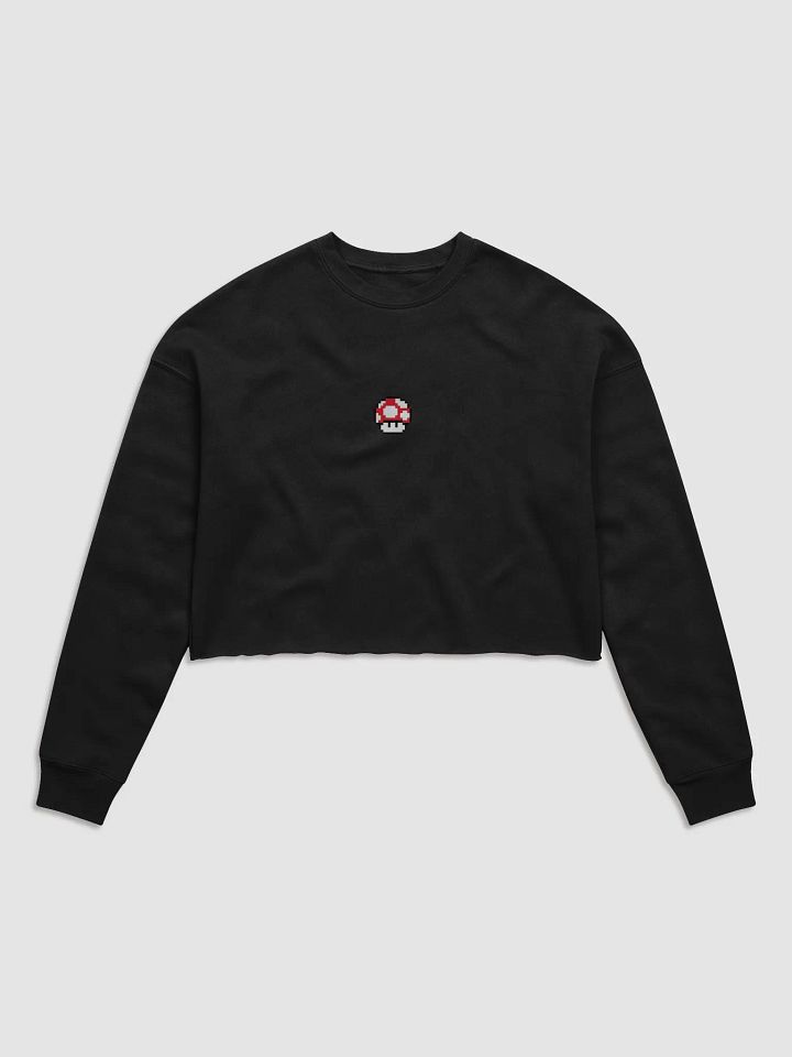 Super Mario Pixel Mushroom Women's Fleece Crop Sweatshirt product image (4)