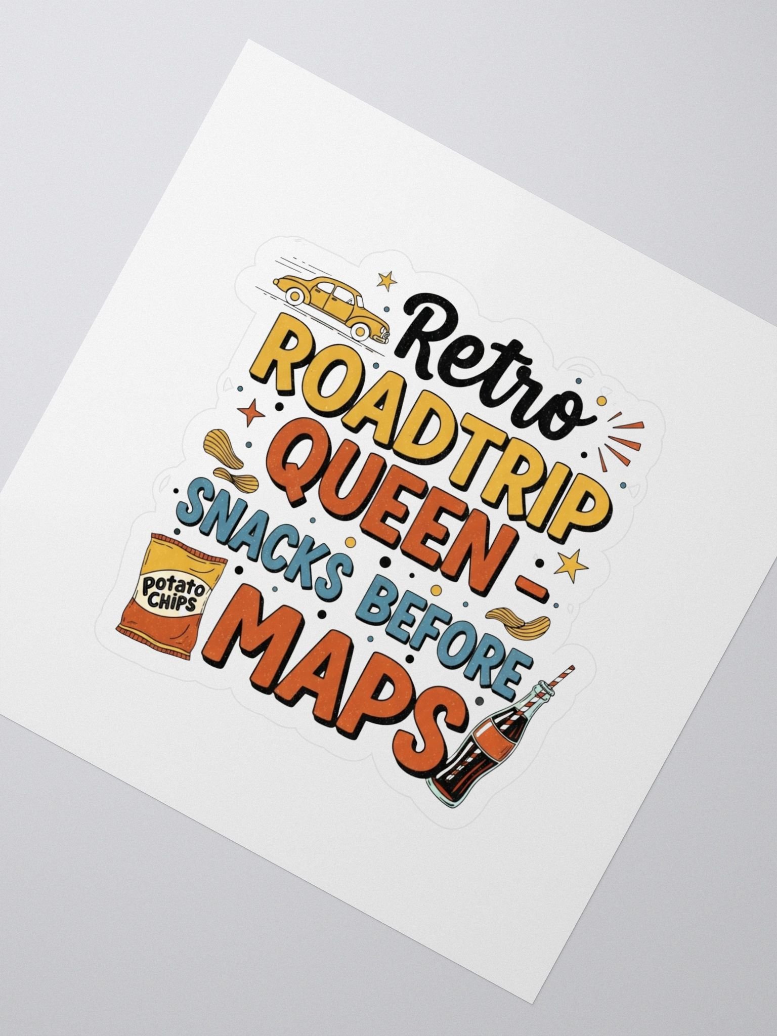 Retro Roadtrip Queen Sticker - Snacks Before Maps Vintage Traveller Decal product image (2)