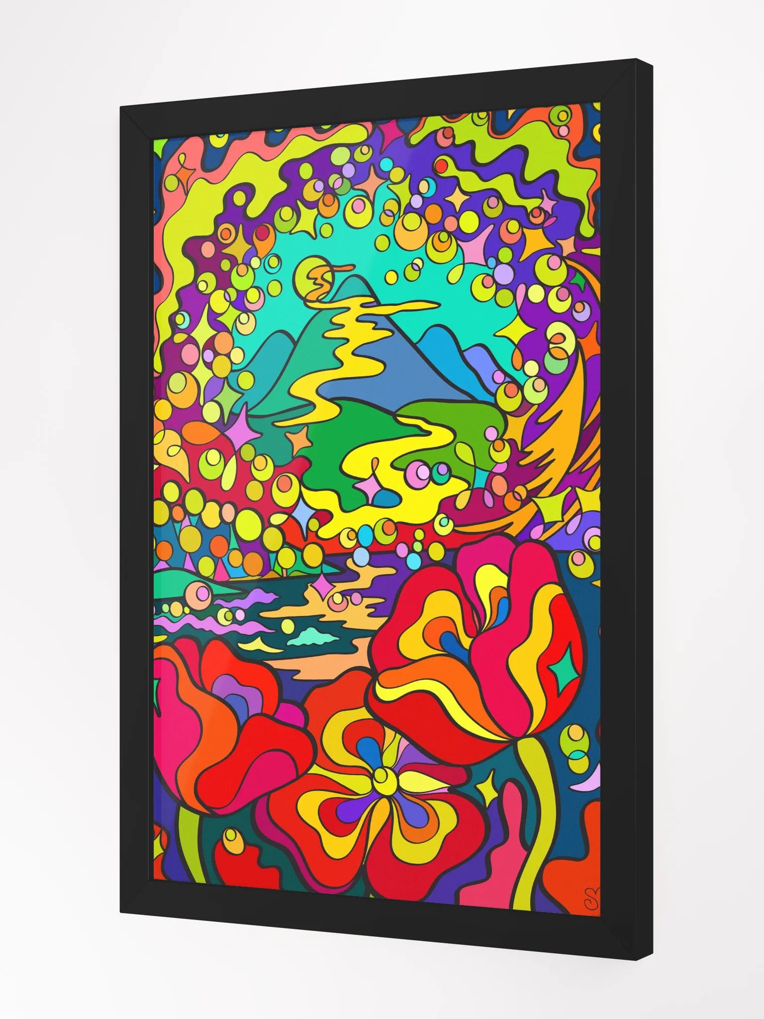 Psychedelic Mountain Sunset Framed Poster - Night Poppies product image (8)