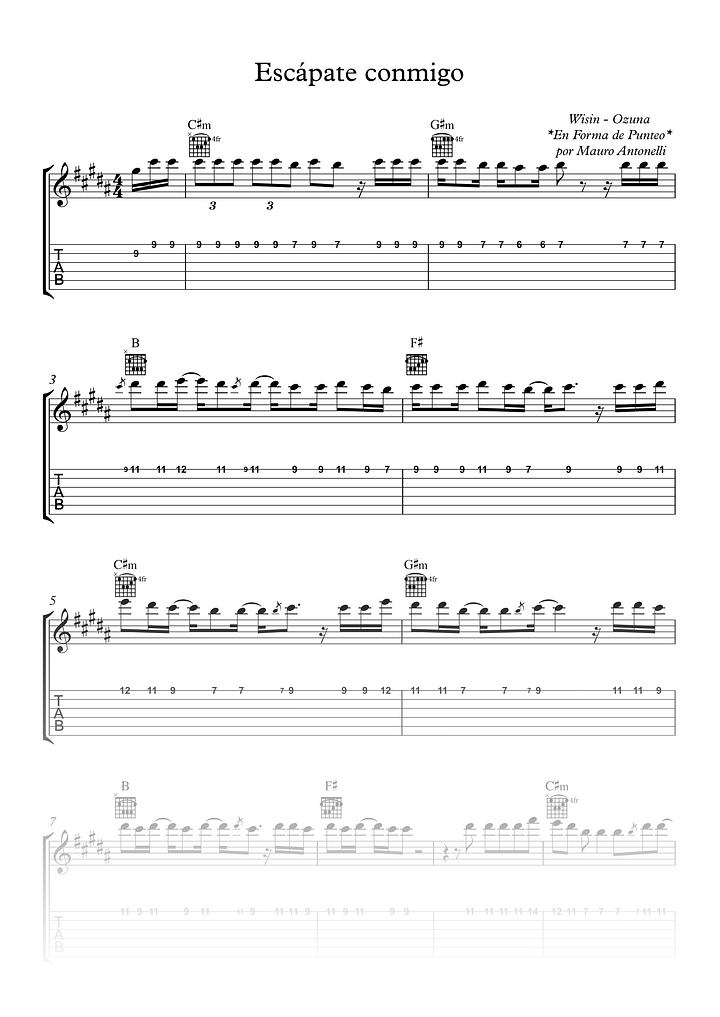 Escápate conmigo - Partitura + Tab + Acordes + Pista product image (1)