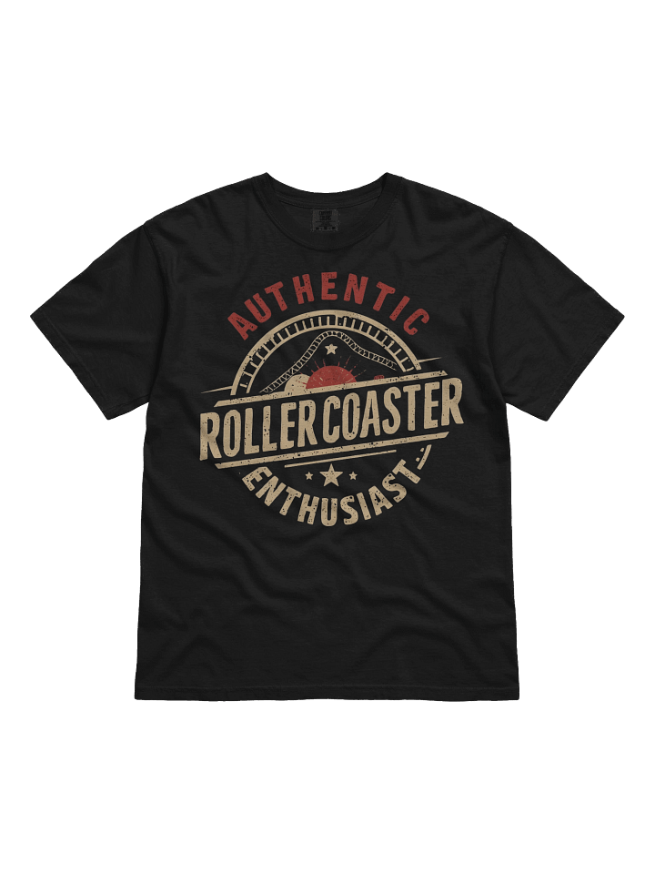 Authentic Roller Coaster Enthusiast T-Shirt – Vintage Theme Park Badge Design product image (1)