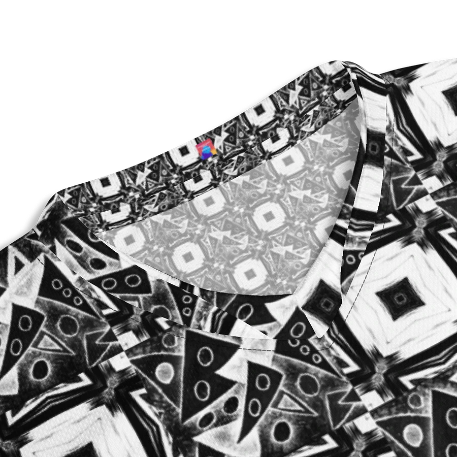 Abstract Black and White Triangles with Squares Unisex V Neck Sports Jersey product image (6)