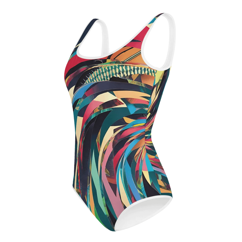Abstract Lithographic Pattern Design Youth One Piece Swimsuit - V11 product image (4)