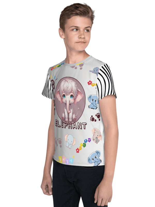 KIDS- GIRL TEE -BABY ELEPHANTS (GRADIENT) - All-Over Print Youth Crew Neck T-Shirt product image (4)