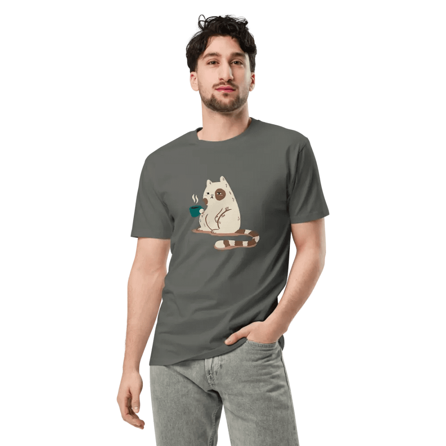 Caffeine and cats (Colour Unisex Premium T-Shirt) product image (3)