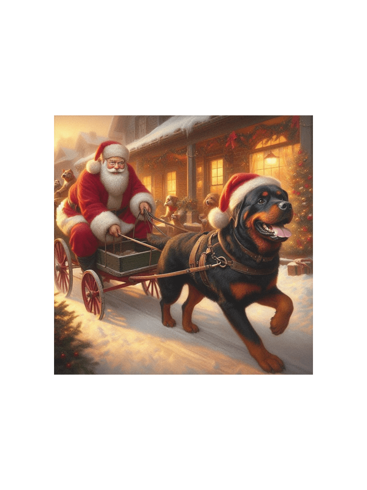 Rottweiler Santa's Sleigh Ride Poster product image (3)