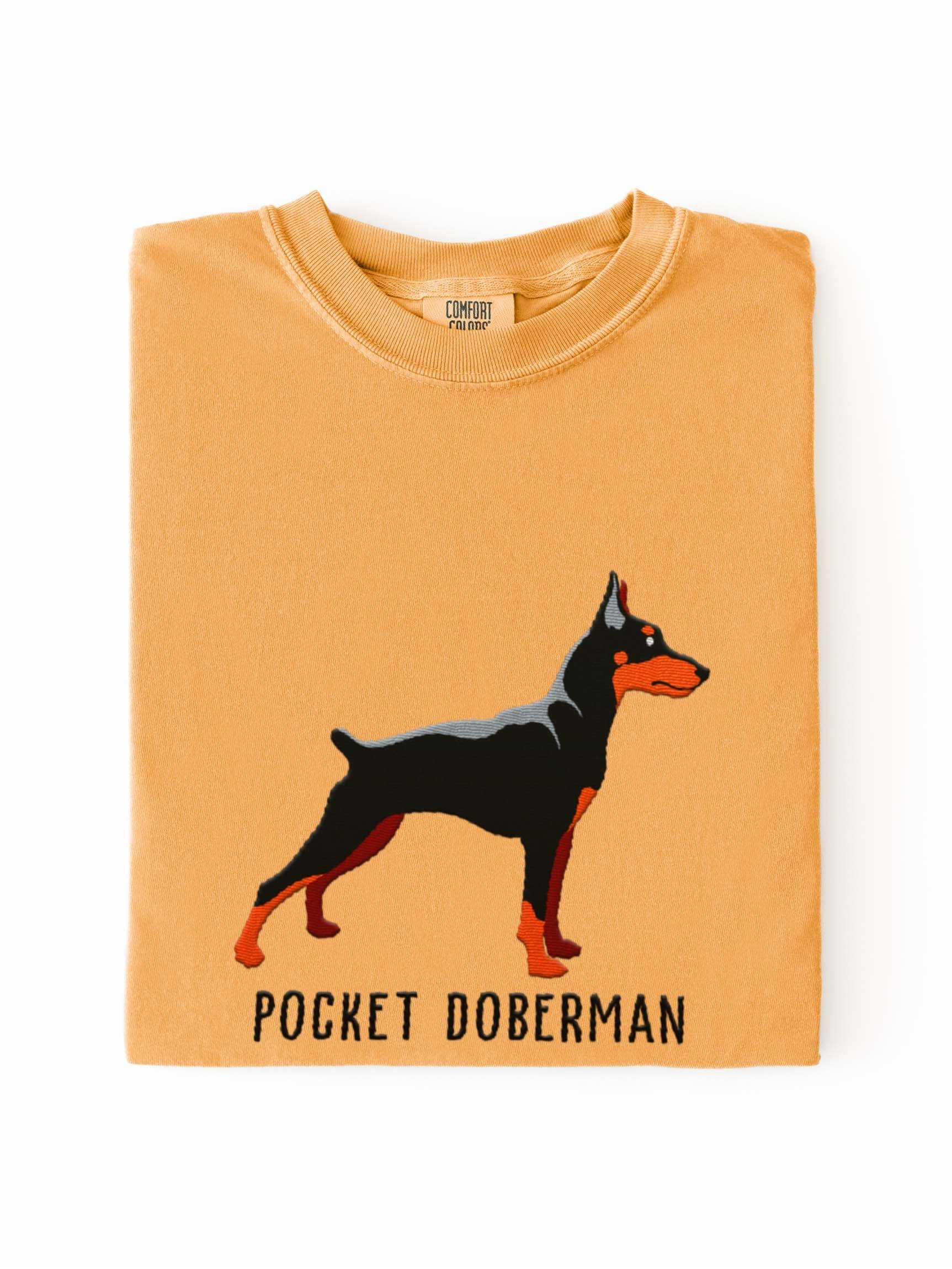 Pocket Doberman T-Shirt(Embroidered) of a Miniature Pinscher(Black & Tan) product image (1)
