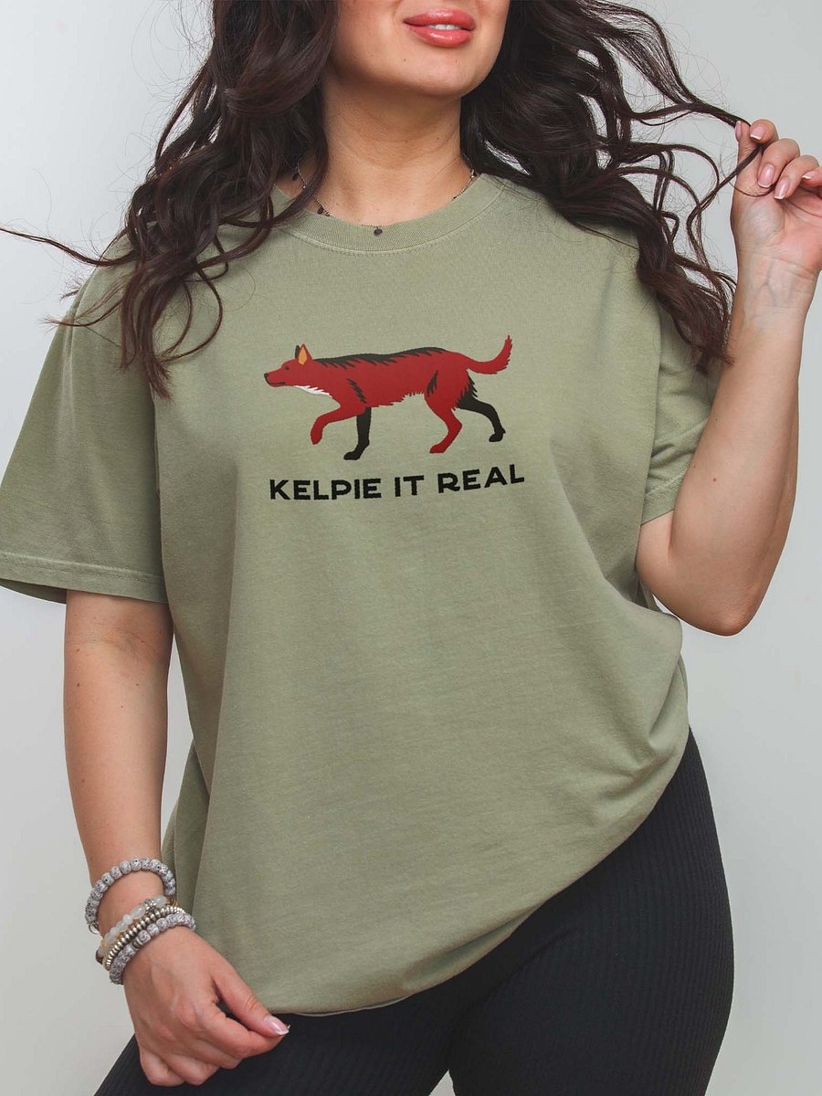 Kelpie It Real T-Shirt(Embroidered) of an Australian Kelpie(Brown) product image (2)