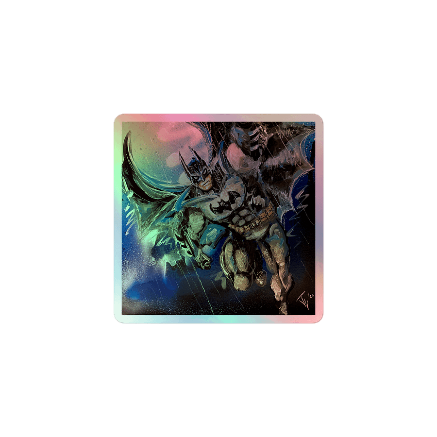 Bat Guy Crappling in the Rain Holographic Sticker Set product image (1)