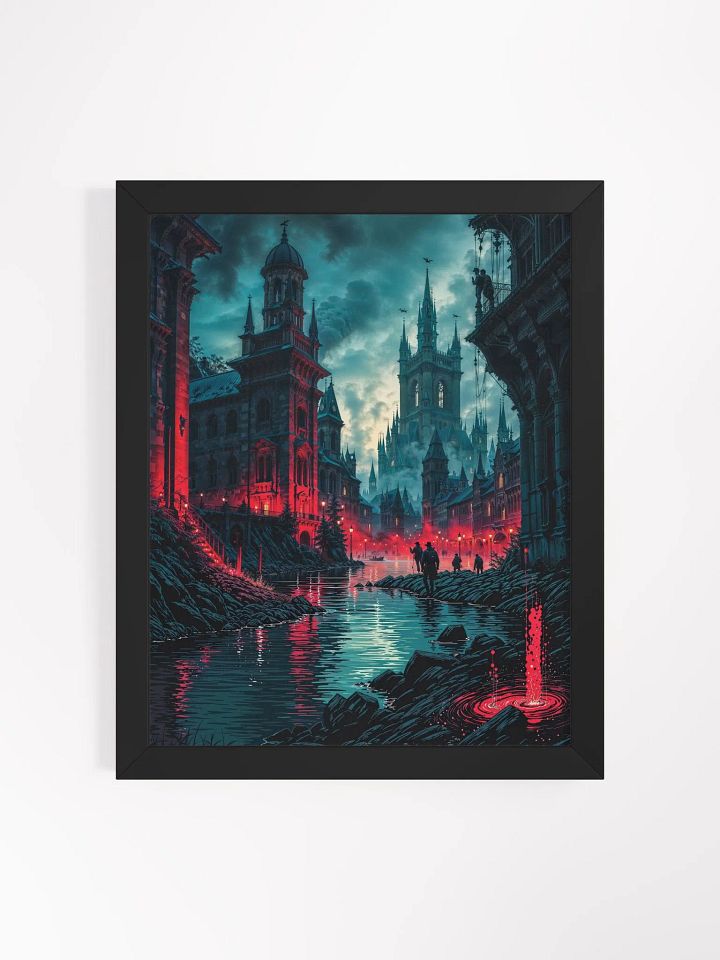 Crimson Gothic City Framed Print product image (1)