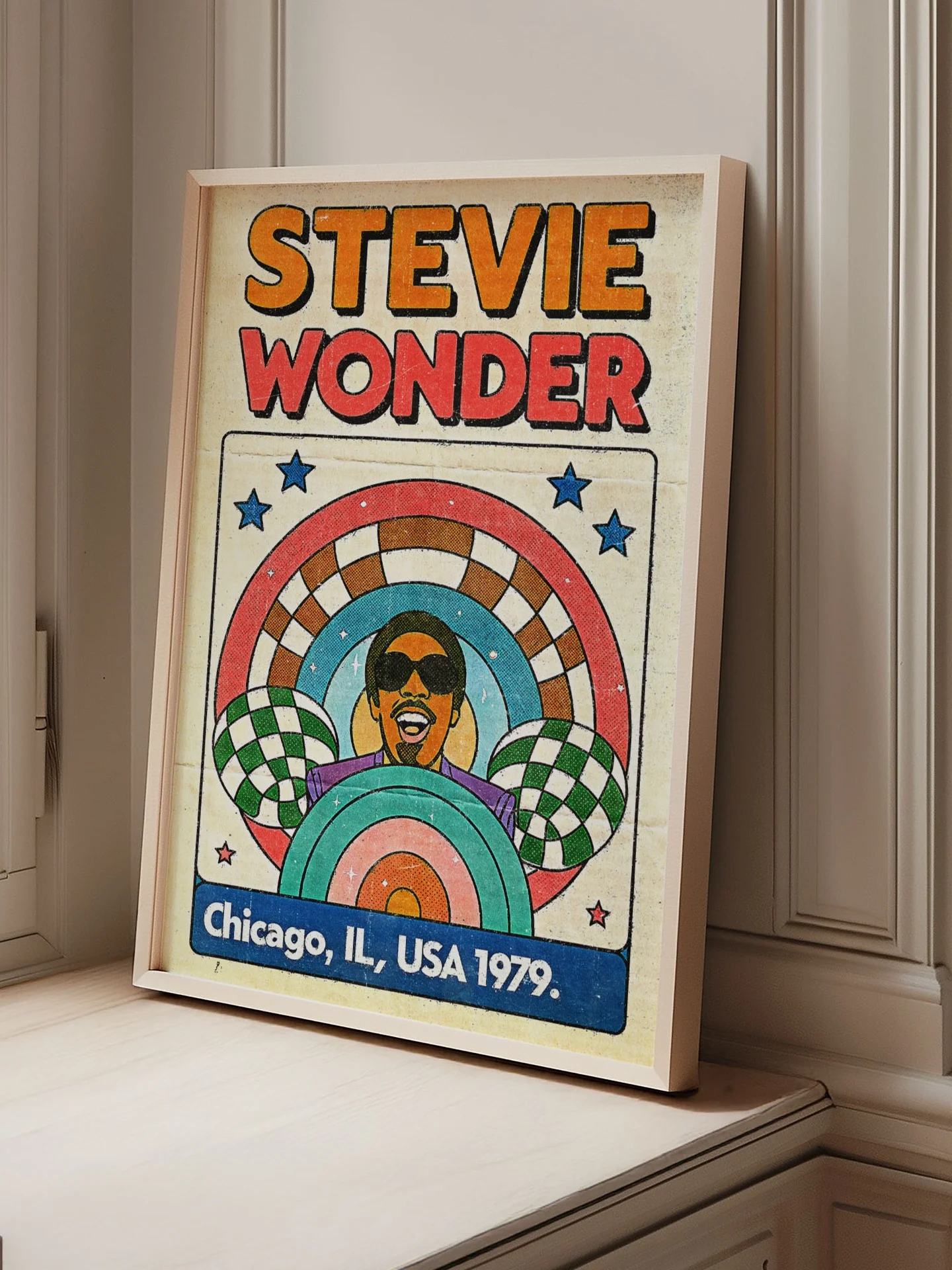 Stevie Wonder-Inspired Poster – Chicago 1979 Soul & Funk Concert Wall Art Print product image (2)