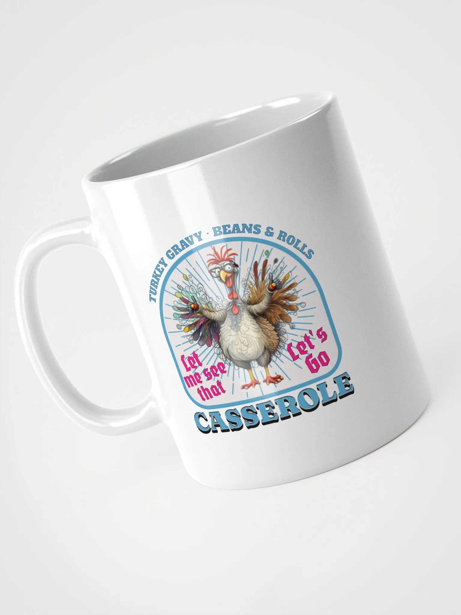 Turkey Gravy Beans And Rolls Casserole Quirky Glasses Mug product image (2)