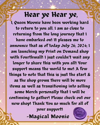Psttttt…We have been keeping a lil secret! 🤐 

⬇️ Shop Link below ⬇️ 

https://magicalmoonie-shop.fourthwall.com/?source=dash...