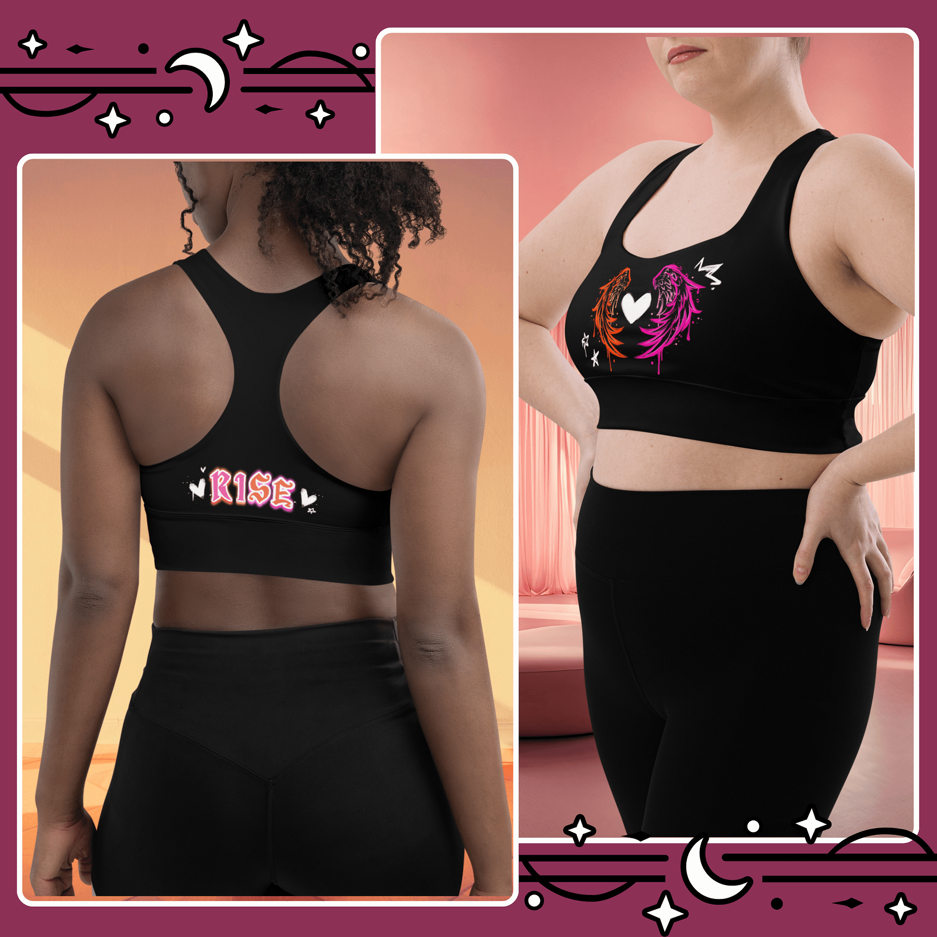 RISE Collection: Subtle Lesbian Pride Phoenix Mild Compression Sports Bra product image (2)