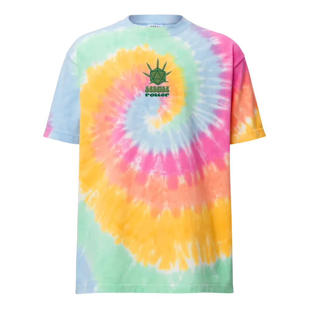 High Roller TTRPG Embroidered Tie-Dye Tee product image (1)