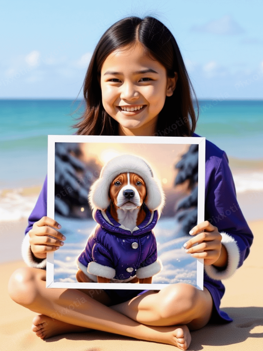 Custom Pet Portrait in Winter Coat – Dog or Cat Royal Digital Art from Photo product image (4)