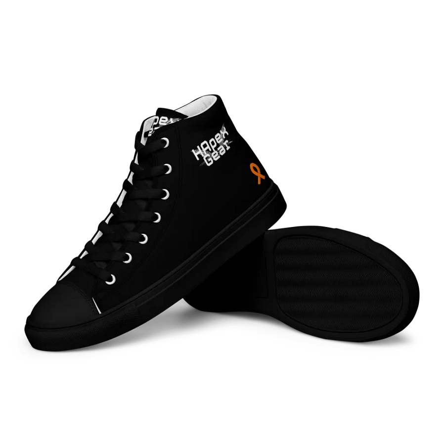 White HApex Gear White Logo Cancer Awareness Orange Ribbon. Black Women's High Top Canvas Shoes product image (12)