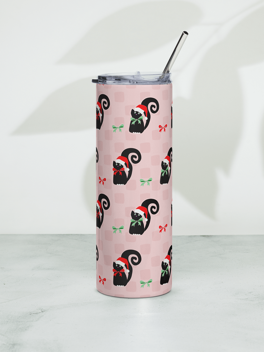 Christmas Kitties in a Row 20 oz Stainless Steel Tumbler with Straw - Pink product image (6)