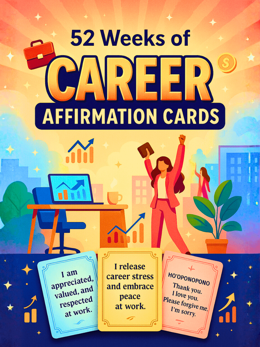 52 Weeks of Career Affirmation Cards | Daily Front & Back Ho’oponopono Practices for Success, Clarity & Growth product image (1)
