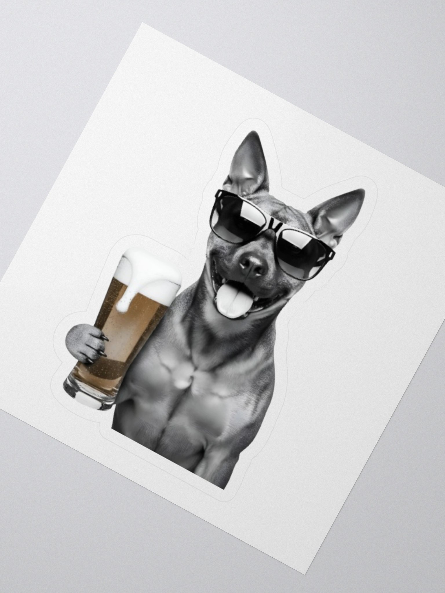 Potcake drinking beer sticker product image (2)