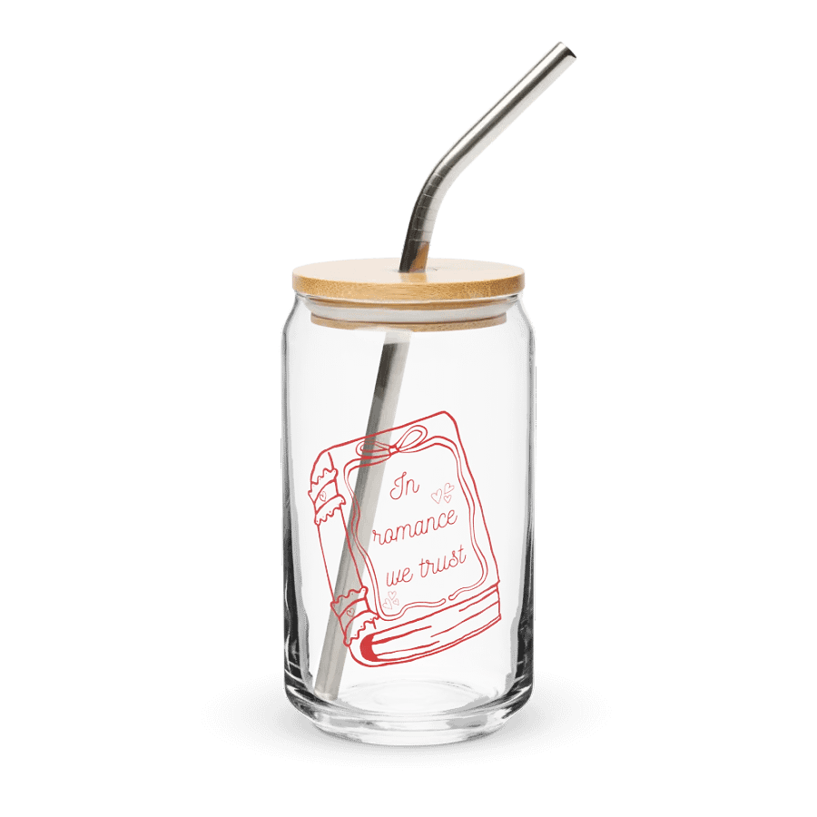 In Romance We Trust Glass Can product image (1)