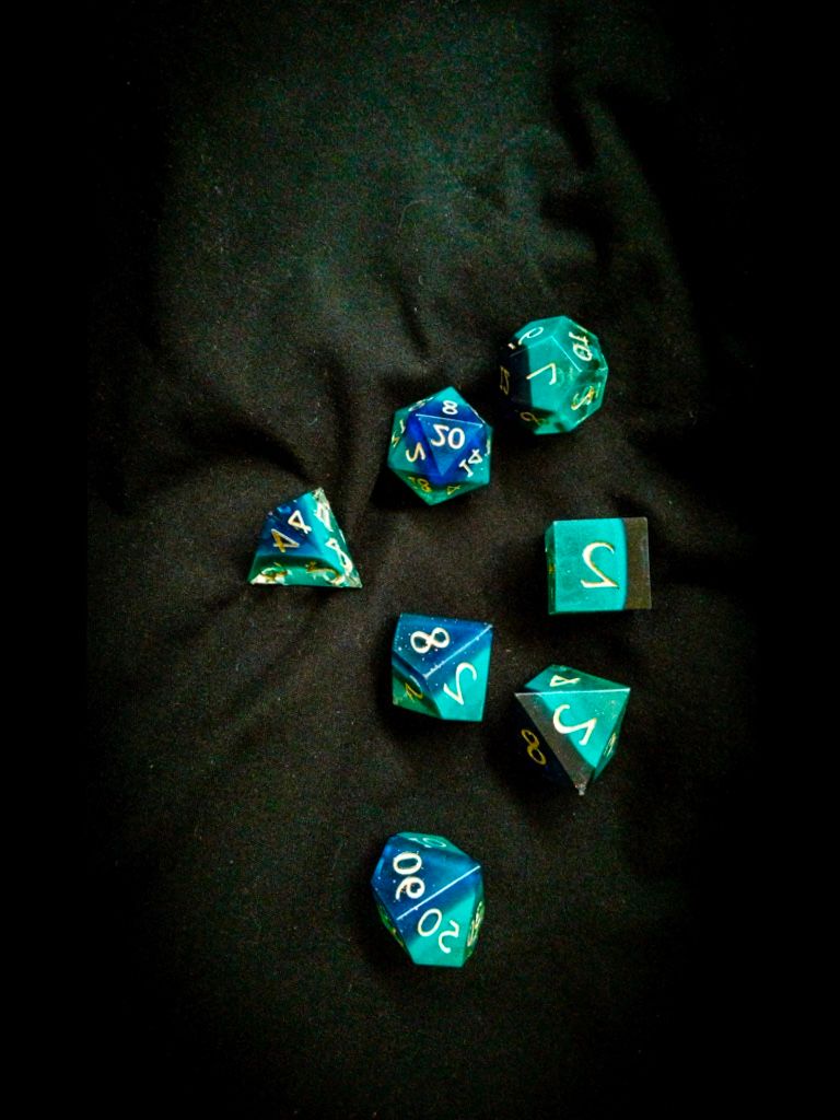 Triple-layered Blue TTRPG 7x Dice Set product image (3)