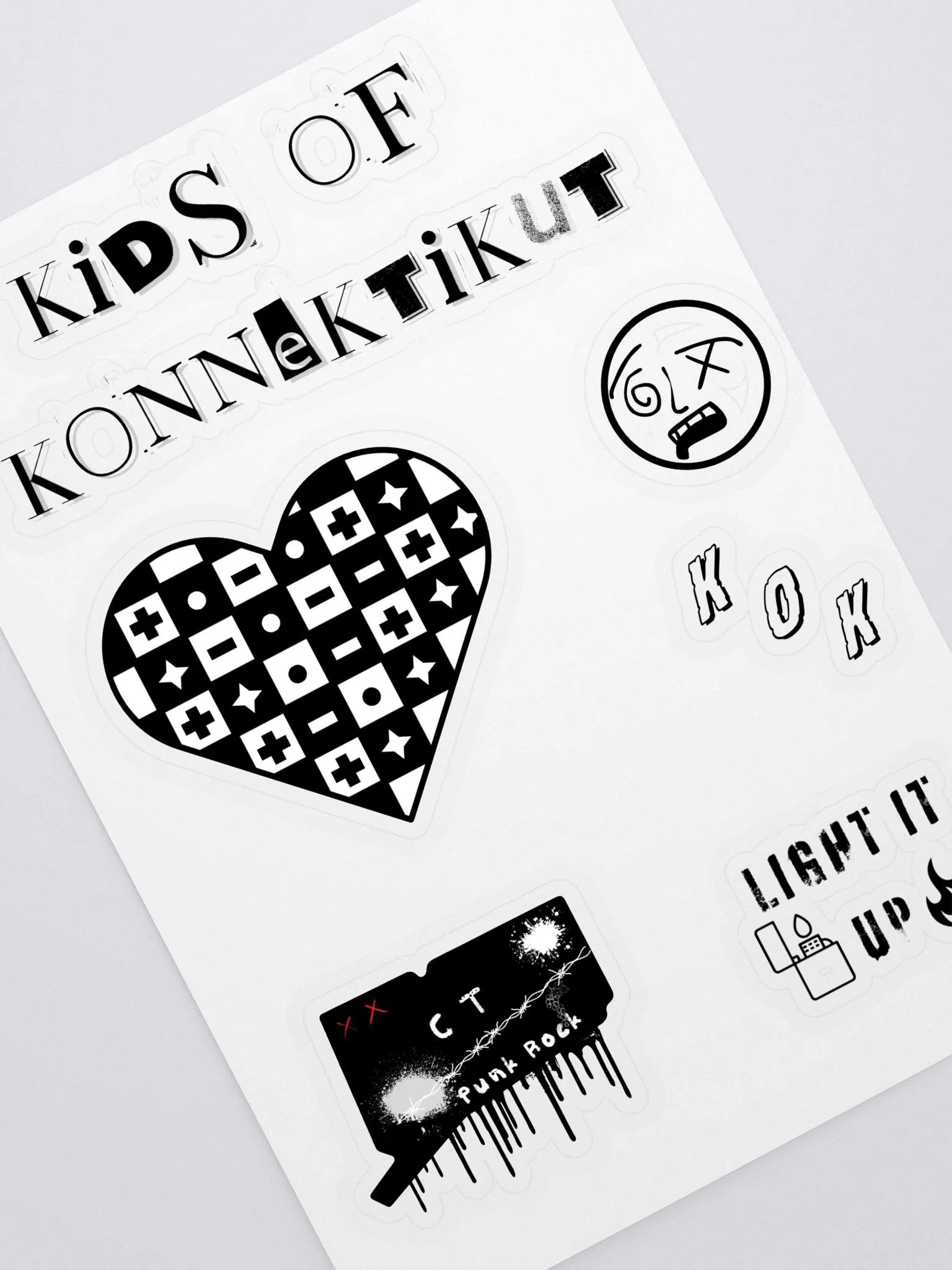 Kids of Konnektikut Sticker Sheet (Black and White) product image (2)